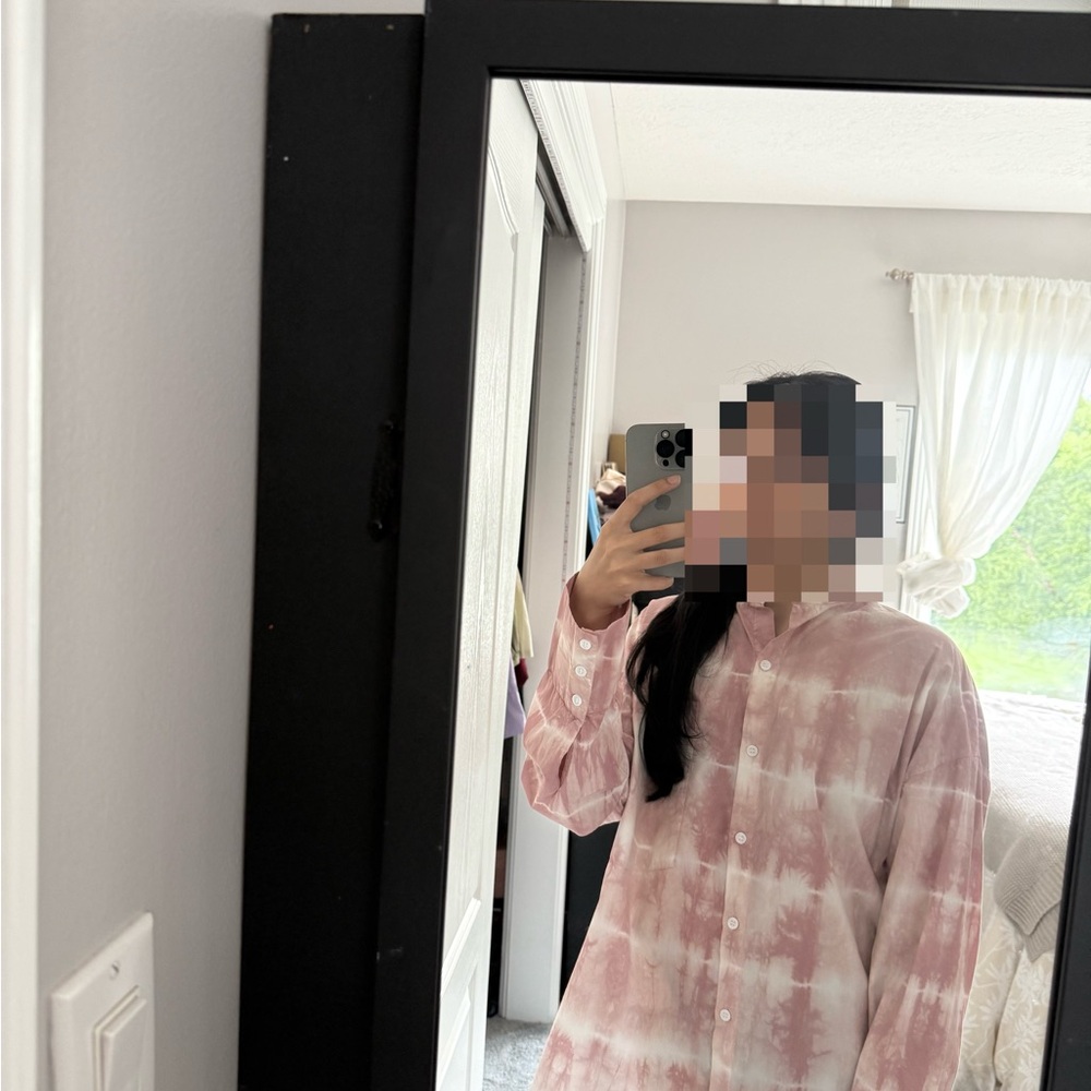 Zara Pink Tie-Dye Button Down Shirt